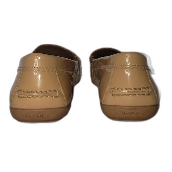 COACH Odette Loafers Glossy Patent Tan Leather Womens Flat Flats Shoes Size 8.5 - Picture 5 of 8